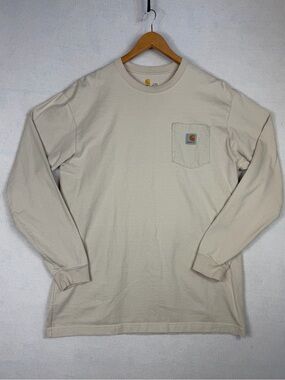 Carhartt Long Sleeve Pocket T-Shirt Men’s Size Large Tall Beige Sand Workwear